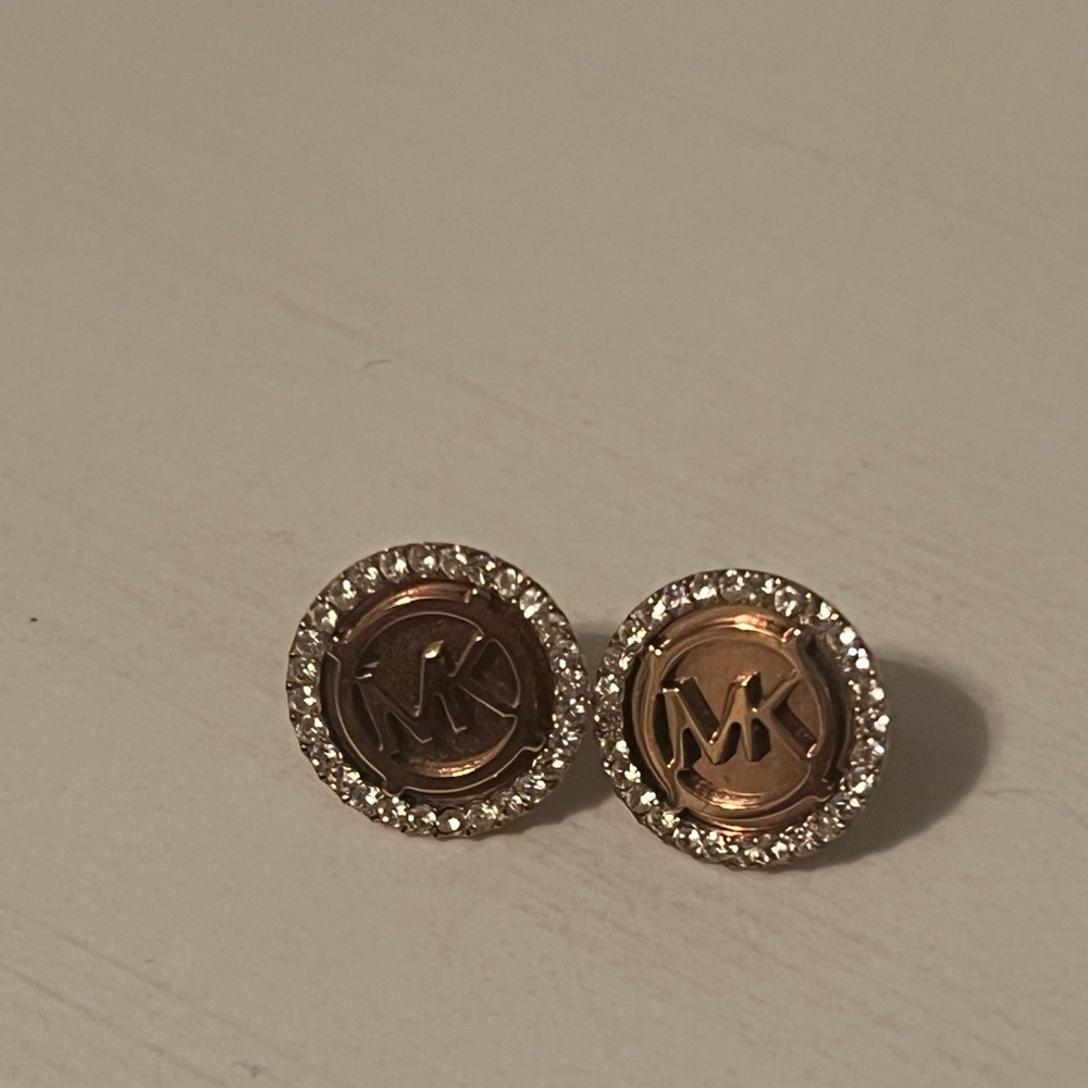Michael Kors Rose Gold Logo Earrings